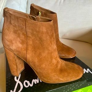 Sam Edelman camel/brown Suede chunky heel bootie